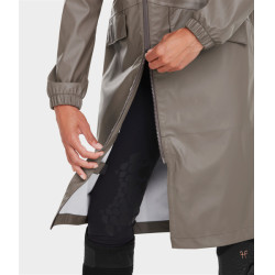 Casaco impermeável longo Raintech Horse Pilot feminino Café escuro Cinzento