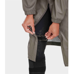 Casaco impermeável longo Raintech Horse Pilot feminino Café escuro Cinzento