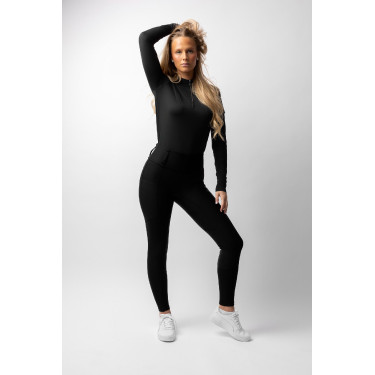 Calça de equitação B Vertigo híbrida de compressão Chiara feminina Beleza negra Preto