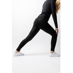 Calça de equitação B Vertigo híbrida de compressão Chiara feminina Beleza negra Preto