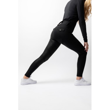 Calça de equitação B Vertigo híbrida de compressão Chiara feminina Beleza negra Preto