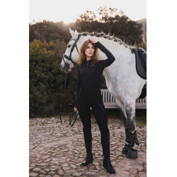 Calça de equitação B Vertigo híbrida de compressão Chiara feminina Beleza negra Preto
