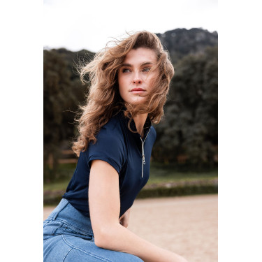 Camisa de treino Horze Mina feminina Abertura Azul-marinho