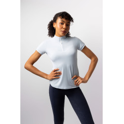 Camiseta de treino infantil Horze Joie de mangas curtas Cinza alvorada azul Cinzento