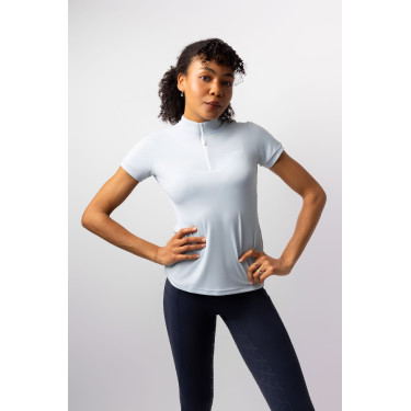 Camiseta de treino infantil Horze Joie de mangas curtas Cinza alvorada azul Cinzento