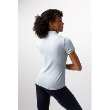 Camiseta de treino infantil Horze Joie de mangas curtas Cinza alvorada azul Cinzento