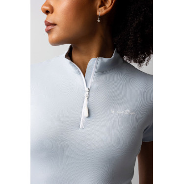 Camiseta de treino infantil Horze Joie de mangas curtas Cinza alvorada azul Cinzento