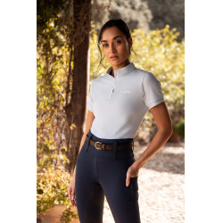 Camiseta de treino infantil Horze Joie de mangas curtas Cinza alvorada azul Cinzento