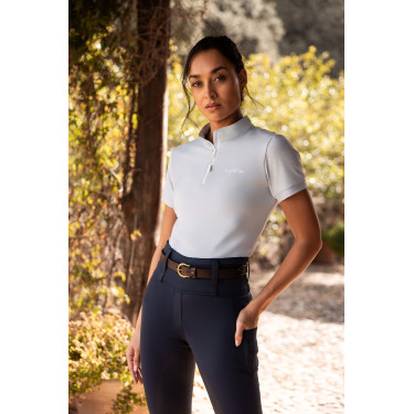 Camiseta de treino infantil Horze Joie de mangas curtas Cinza alvorada azul Cinzento