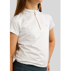 Polo Montar Everly infantil de mangas curtas rosa dourado Branco