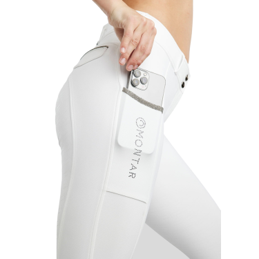 Calça Montar MoGloria full grip feminina faixa caviar Branco Calça Montar MoGloria full grip feminina faixa caviar Branco