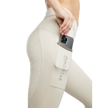 Legging híbrido pull-on Montar MoGloria faixa Caviar full grip feminino Cinza prateado claro Cinzento