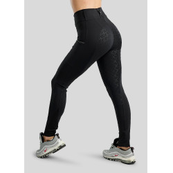 Legging Hybrid pull-on Montar MoBlair com cristais Gun Metal e full grip feminino