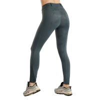 Legging Montar MoZuna Refined Pintucks e cristais gun metal full grip feminino Ardósia escura Cinzento
