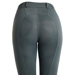 Legging Montar MoZuna Refined Pintucks e cristais gun metal full grip feminino Ardósia escura Cinzento