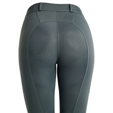Legging Montar MoZuna Refined Pintucks e cristais gun metal full grip feminino Ardósia escura Cinzento