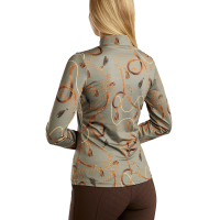 Polo de mangas compridas Montar estampado Haily bridle feminino Verde empoeirado Polo de mangas compridas Montar estampado Haily bridle feminino Verde empoeirado