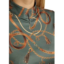 Polo de mangas compridas Montar estampado Haily bridle feminino Verde pinho