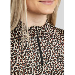 Camiseta de treino Montar de mangas curtas MoLeonora estampada com estampa de leopardo feminina