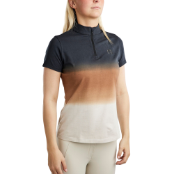 Camiseta de treino Montar de mangas curtas MoFaith estampada Dipdye feminina