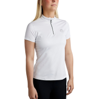 T-shirt de mangas curtas Montar MoBlair com cristal cinza escuro feminino Branco