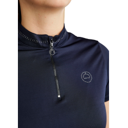 T-shirt de mangas curtas Montar MoBlair com cristal cinza escuro feminino Marinho Azul-marinho