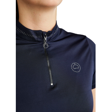 T-shirt de mangas curtas Montar MoBlair com cristal cinza escuro feminino Marinho Azul-marinho