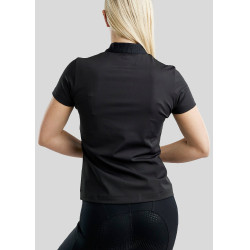Polo com fecho de um quarto Montar MoZira de manga curta refinado feminino