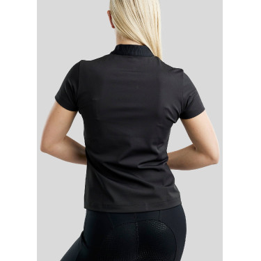 Polo com fecho de um quarto Montar MoZira de manga curta refinado feminino