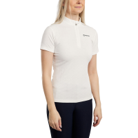 Polo de treino Montar MoCilia refinado de mangas curtas Jacquard feminino Branco
