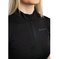 Polo de treino Montar MoCilia refinado de mangas curtas Jacquard feminino Preto