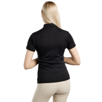 Polo de treino Montar MoCilia refinado de mangas curtas Jacquard feminino Preto Polo de treino Montar MoCilia refinado de mangas curtas Jacquard feminino Preto