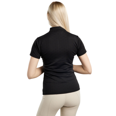 Polo de treino Montar MoCilia refinado de mangas curtas Jacquard feminino Preto