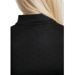 Polo de treino Montar MoCilia refinado de mangas curtas Jacquard feminino Preto