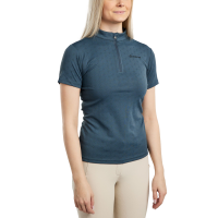 Polo de treino Montar MoCilia refinado de mangas curtas Jacquard feminino Ardósia escura Cinzento