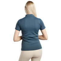 Polo de treino Montar MoCilia refinado de mangas curtas Jacquard feminino Ardósia escura Cinzento
