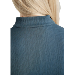 Polo de treino Montar MoCilia refinado de mangas curtas Jacquard feminino Ardósia escura Cinzento