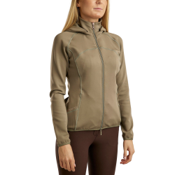 Casaco com capuz Montar Liza cristais dourado-rosé zíper completo feminino