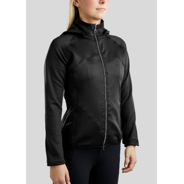 Casaco softshell com fecho completo Montar MoBlair capuz removível cristais gun metal feminino Casaco softshell com fecho completo Montar MoBlair capuz removível cristais gun metal feminino