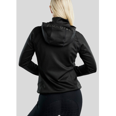 Casaco softshell com fecho completo Montar MoBlair capuz removível cristais gun metal feminino Casaco softshell com fecho completo Montar MoBlair capuz removível cristais gun metal feminino