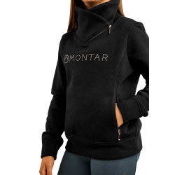 Sweatshirt Montar MoNaja Júnior fecho lateral cristais rose gold Preto