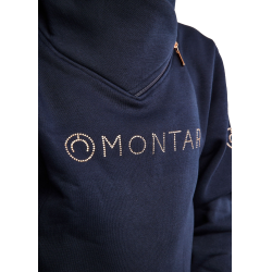 Sweatshirt Montar MoNaja Júnior fecho lateral cristais rose gold Marinho Azul-marinho