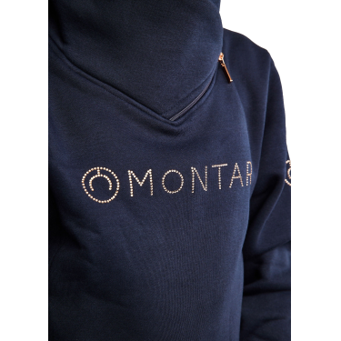Sweatshirt Montar MoNaja Júnior fecho lateral cristais rose gold Marinho Azul-marinho