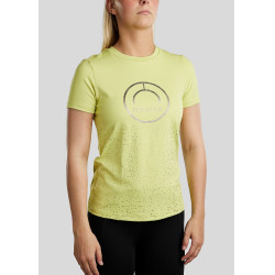 T-shirt de manga curta Montar MoSille logotipo impresso gun metal mulher