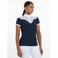 Polo de competição Emily LeMieux de mangas curtas Marinho modelo antigo Azul-marinho