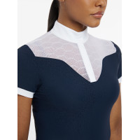 Polo de competição Emily LeMieux de mangas curtas Marinho modelo antigo Azul-marinho