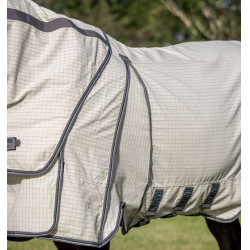 Capa anti-moscas Horseware Rambo Optimo Supreme Summer Sheet Plus CarreauxMarine / gris orage / argent Motivos