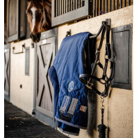 Cobertura de estábulo Horseware Rhino 350g VL Preto / cinza titânio / azul clássico