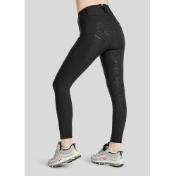 Legging de Equitação Michelle com logo e full grip feminino Preto / ouro rosa