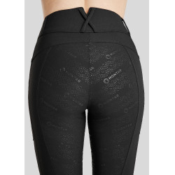 Legging de Equitação Michelle com logo e full grip feminino Preto / ouro rosa